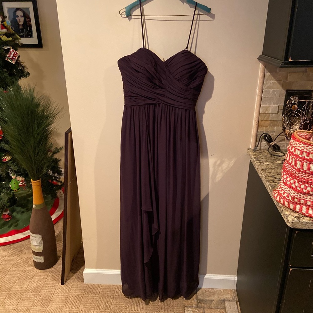 Bill Levkoff plum floor length dress bridesmaid